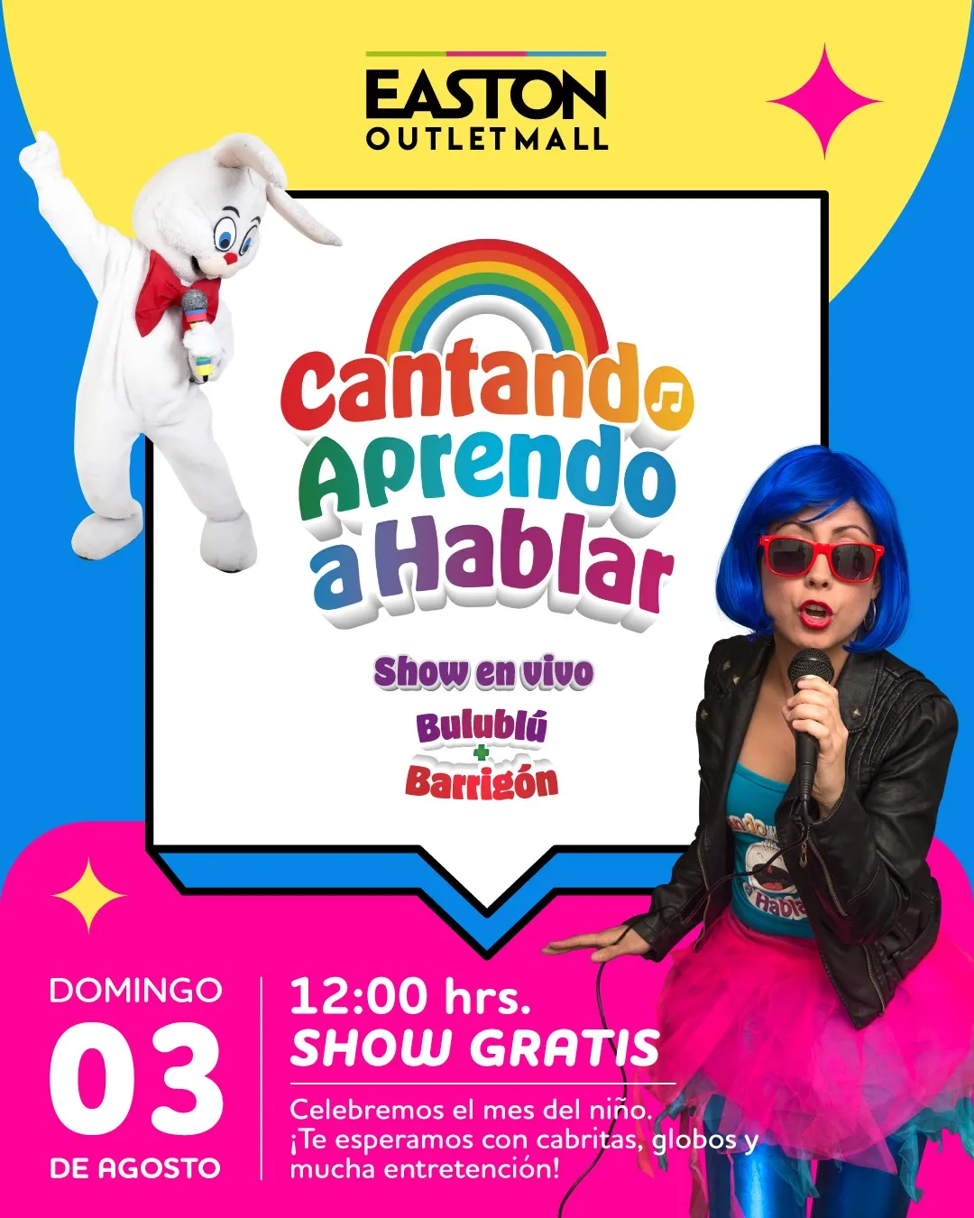 Show gratuito de Cantando Aprendo a Hablar en Easton Outlet Mall por el Día de las Infancias 2025