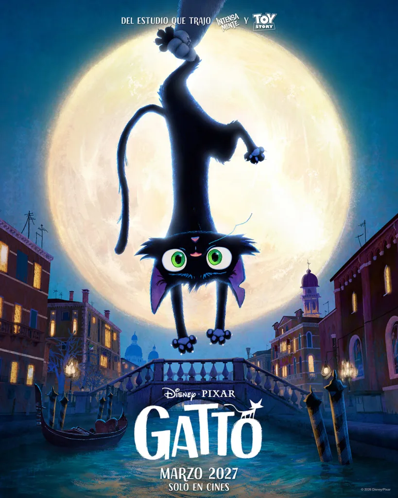 Llegan el primer tráiler y póster de GATTO 1 Nero, el protagonista de Gatto, en el primer póster oficial de la nueva película de Pixar